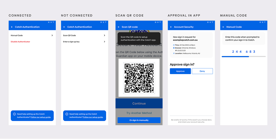 Design for Catch e2e auth sign up flow
