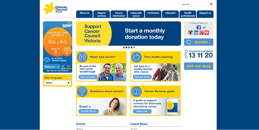 Before the redesign the Cancer Council Victoria website was very outdated and difficult to navigate. 