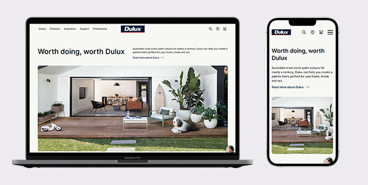 Dulux's refreshed website on desktop and mobile